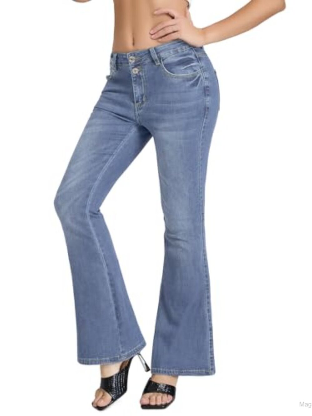 High Waisted Flare Bell Bottom Jeans Stretchy Denim Wide Leg Bootcut Pants